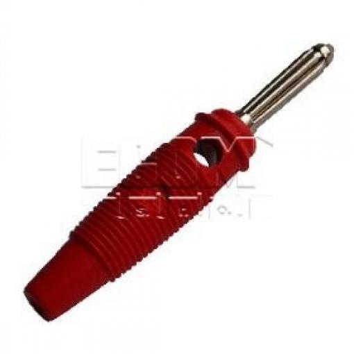 Banánek 4 mm SKS BUELA 20 K, červený, s bočním otvorem