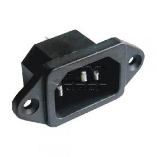 Síťová vidlice CS-001, panelová, 250 V / 10 A, 3 kolíky