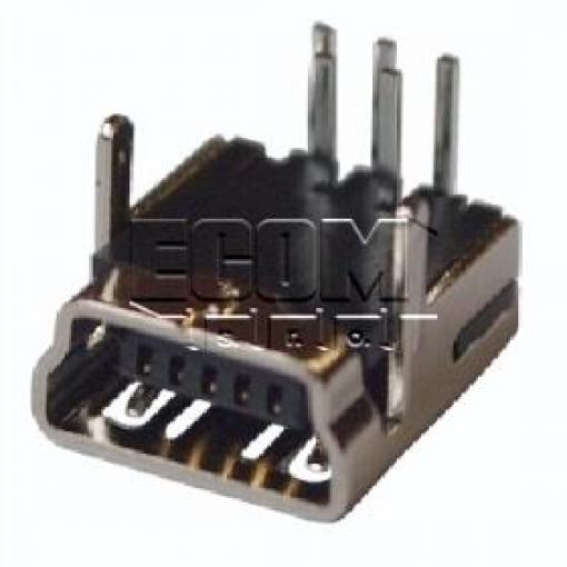Konektor mini USB zásuvka B, 1×5 pinů, 90°, pozlacený