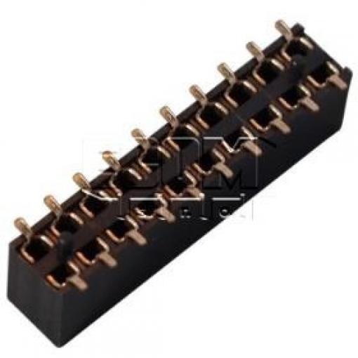 Dutinková lišta C2816-20BDGHYTR, 2×10 kontaktů, rozteč 2,54 mm, SMD