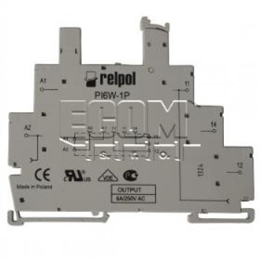 Patice pro relé PI6W-1P, 250 V AC / 6 A, DIN lišta, šedá