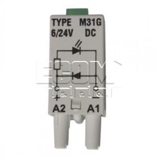 Modul LD M31G, ochrana cívky proti přepětí, 6–24 V DC, zelený