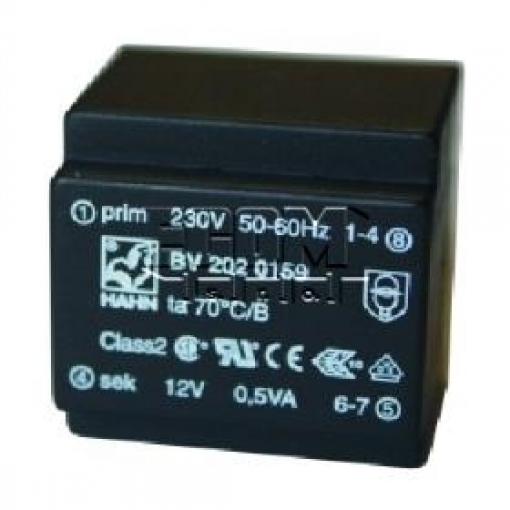 Transformátor BV 202 0158, 230/2×9 V, 0,5 VA, do plošného spoje