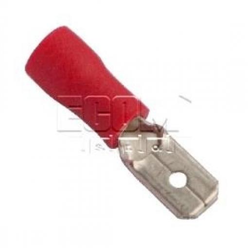 Faston vidlice 2,8 × 0,8 mm, na kabel 0,5–1,5 mm², červená