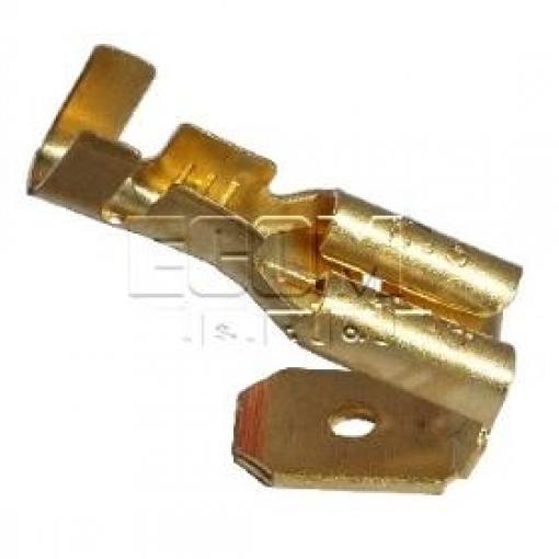 Faston zásuvka 6,35 × 0,8 mm, na kabel 1,5–2,5 mm², mosaz