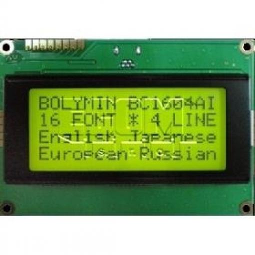 Znakový LCD displej BC1604AI, 4×16 znaků, žluté LED podsvětlení