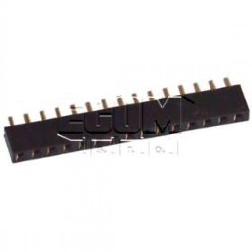 Dutinková lišta 5,5 mm, 1 řada × 15 kontaktů, rovné vývody Au