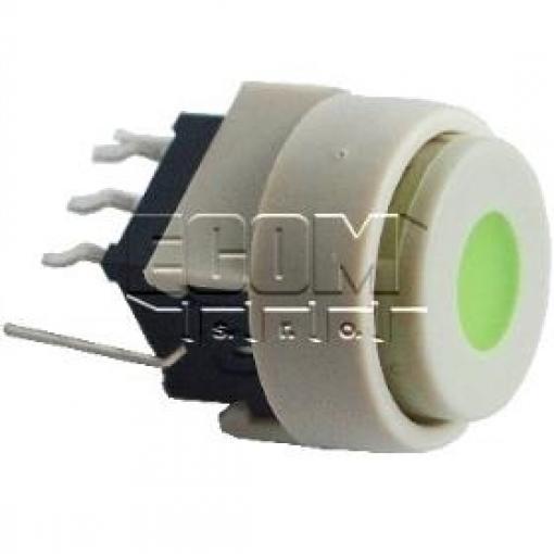 Tlačítko přepínací PB6136FAL-3, 30 V DC / 0,1 A, LED zelená, do plošného spoje