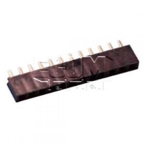 Dutinková lišta 5,5 mm, 1×12 kontaktů, rovné vývody, Au, rozteč 2,54 mm