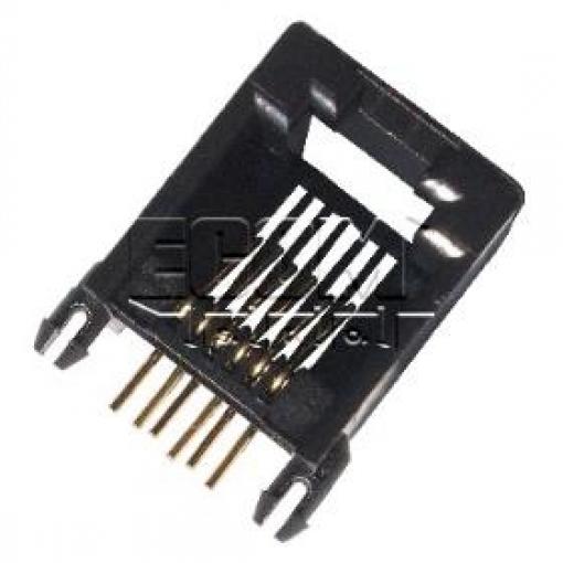 Telefonní zásuvka RJ12 6P6C, vývody 90°, Au 1 µm