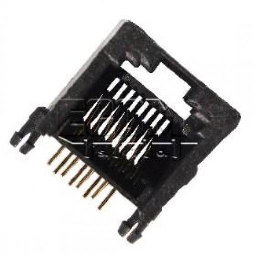 Telefonní zásuvka RJ-45 8P8C, úhlové vývody, pozlacená