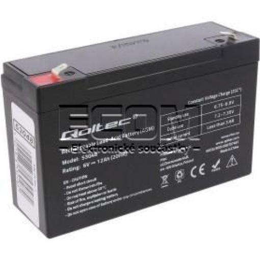 Olověný akumulátor Qoltec 6 V / 12 Ah, fastony 4,75 mm