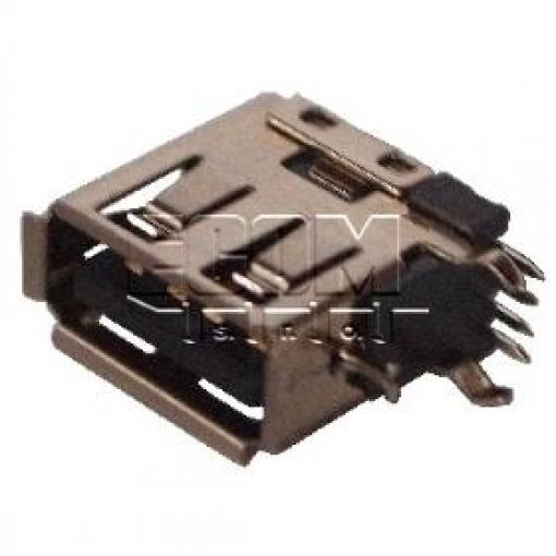 Konektor USB-A zásuvka, 90°, SMD, zlacený, černý