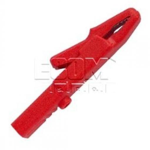 Krokosvorka izolovaná na banánek 4 mm, 30 V AC / 60 V DC, 25 A, červená