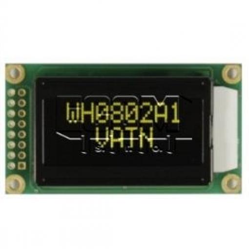 LCD modul znakový WH0802A1-YYH-ET#, 2×8 znaků, LED podsvícení