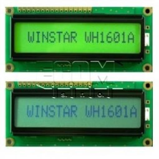 Znakový LCD displej WH1601A-YYH-ET#, 1×16 znaků, LED podsvícení