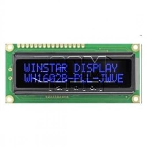 LCD displej znakový WH1602B-PLL-JWVE#, 2×16 znaků, modré LED podsvícení