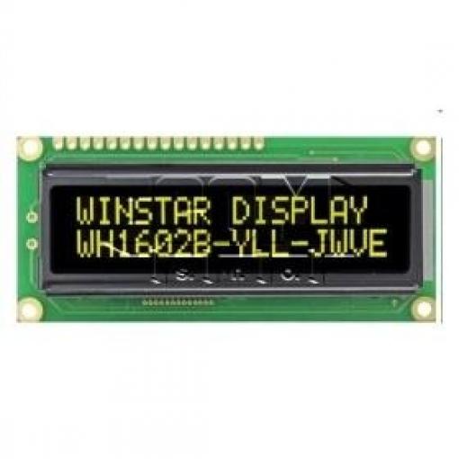 LCD displej WH1602B1-YYH-EW#, 2×16 znaků, žluté LED podsvícení
