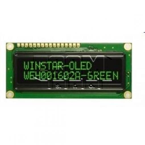 OLED displej WEH001602AGPP3N00000, 2×16 znaků, 3,3 V, zelený