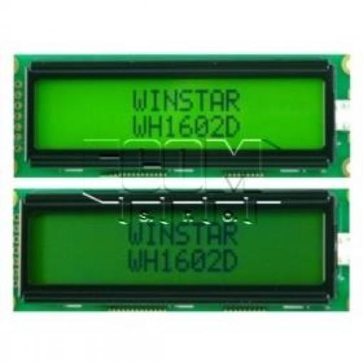 Znakový LCD displej WH1602D-YYH-ET#, 2×16 znaků, žlutě-zelený