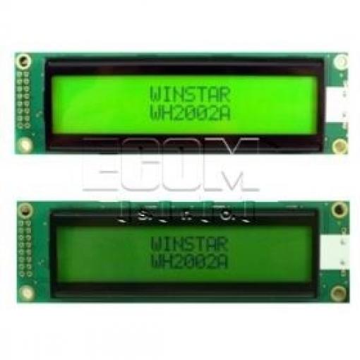 Znakový LCD displej WH2002A-YYH-ET#, 2×20 znaků, žluté LED podsvícení