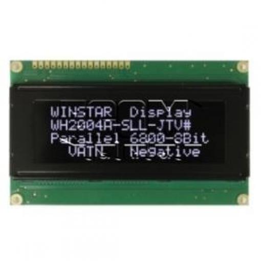 Znakový LCD displej WH2004A-TGH-ET#, 4×20 znaků, STN, bílé LED podsvícení
