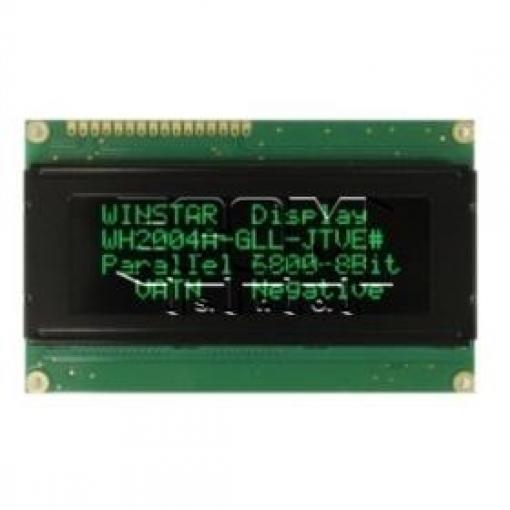 Znakový LCD displej WH2004A-GLL-JTVE#, 4×20 znaků, zelené LED podsvícení