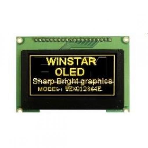 OLED grafický displej WEX012864ELPP3N00000, 128×64, žlutý, 3,0 V