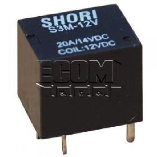 Relé S3M-12V, 12 V / 0,6 W, 1 přepínací kontakt, 20 A DC