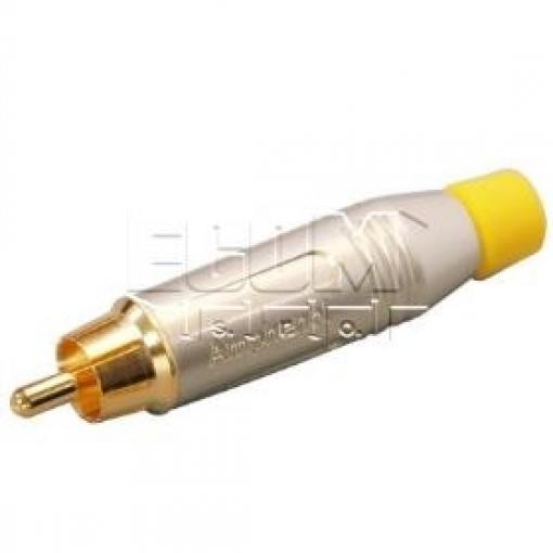 Vidlice RCA CINCH AMP ACPR-SYL, kovový kryt, šedá/žlutá