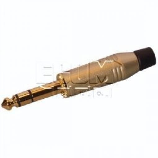 Vidlice Jack 6,3 mm stereo ACPS-GN-AU, Au, kovový kryt, šedá