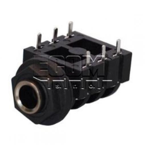 Jack zásuvka ACJS-PH, 6,3 mm, stereo, 90°, 2× spínač