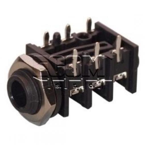 Jack zásuvka 6,3 mm stereo ACJS-PHOP, 90°, 3× spínač