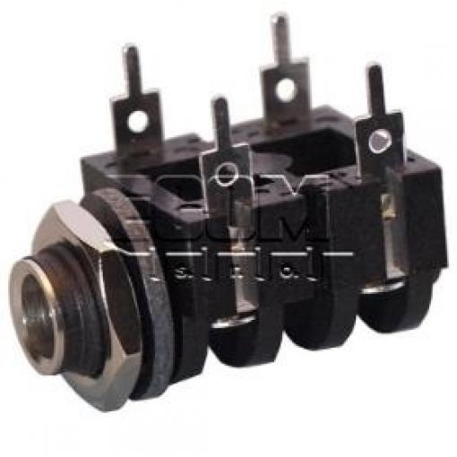 Zásuvka jack 6,3 mm ACJM-MC, panelová, mono, plast, 2× vypínač
