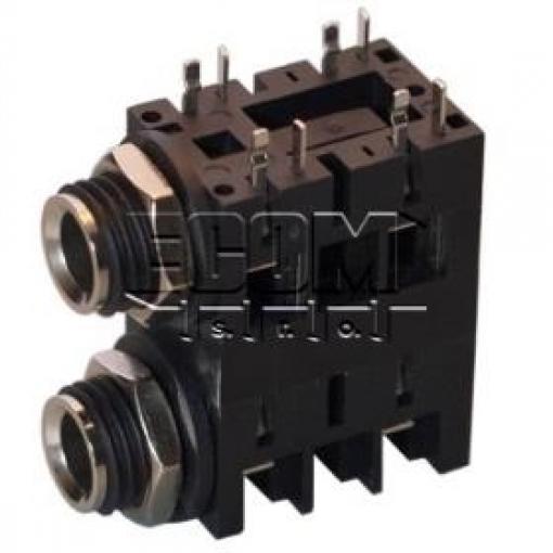 Jack zásuvka 6,3 mm ACJM-MHD, panelová, 2× mono, 2× vypínač