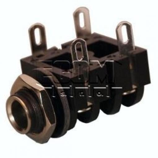 Zásuvka Jack 6,3 mm ACJM-MHS, panelová, mono, plast, 2× spínač