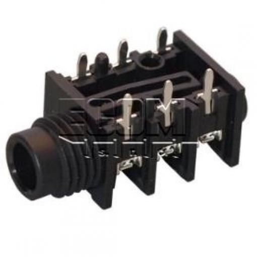 Zásuvka Jack 6,3 mm stereo ACJS-HHOP, panel, 3× vypínač