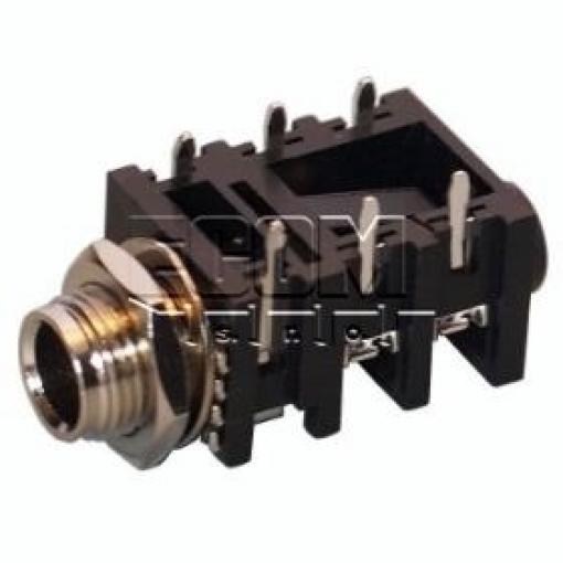 Jack zásuvka 6,3 mm stereo ACJS-MHOM, panelová, plast