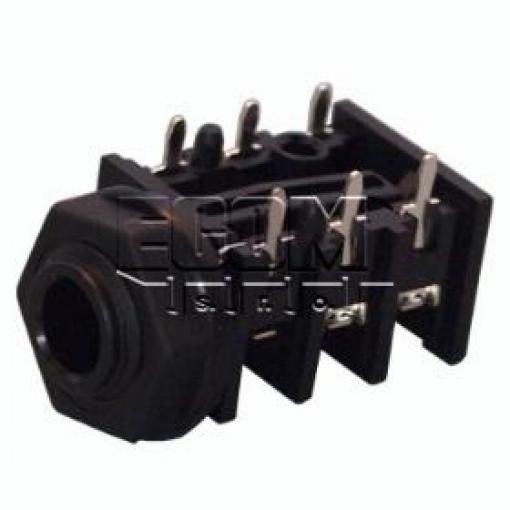 Zásuvka Jack 6,3 mm stereo ACJS-PHOP-1, 90°, 2× spínač