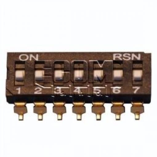 DIP spínač posuvný SMD 7pólů, rozteč 2,54 mm, C8303-07LNJTB0R