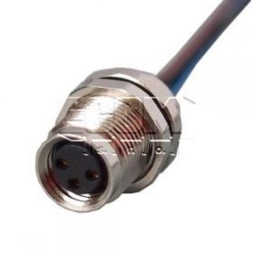 Zásuvka M8 kód A, 3 piny, panel, 60 V / 3 A, IP67