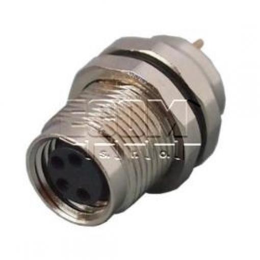 Zásuvka M8 kód A, 4 piny, panelová, IP67, 60 V / 3 A