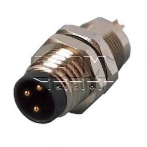 Vidlice M8 kód A, 3 piny, 60 V / 3 A, IP67, panel