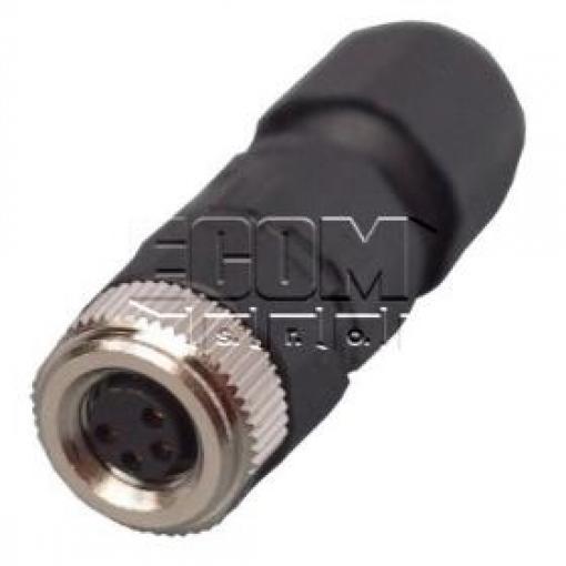 Zásuvka M8 kód A, 4 piny, 60 V / 3 A, IP67, na kabel