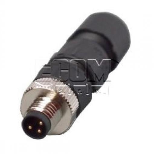 Vidlice M8 kód A, 3 piny, 60 V / 3 A, IP67, na kabel