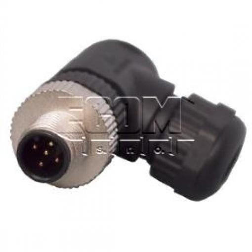 Vidlice M12 kód A, 5 pinů, 90°, 60 V / 4 A, IP67