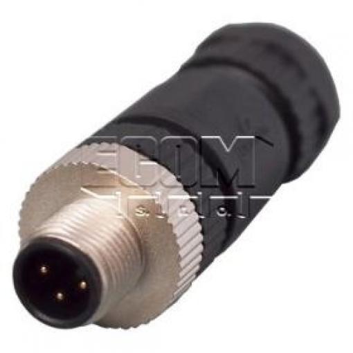Vidlice M12 kód A, 3 piny, 250 V / 4 A, IP67, na kabel