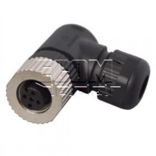 Zásuvka M12 kód A, 5 pinů, 90°, na kabel, 60 V / 4 A