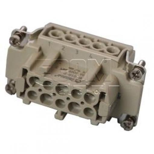 Kontaktní vložka HDC DE-010-F, zásuvka, 10 pinů, 500 V / 16 A