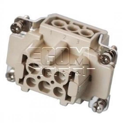 Kontaktní vložka HDC DE-006-F, zásuvka, 6 pin, 500 V / 16 A
